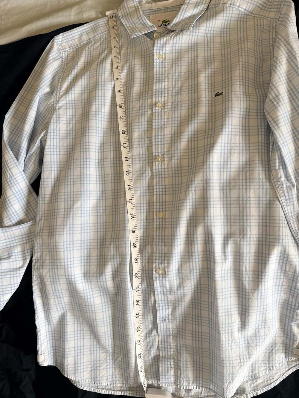 Lacoste Men's Long Sleeve Button-Down Plaid Check Shirt